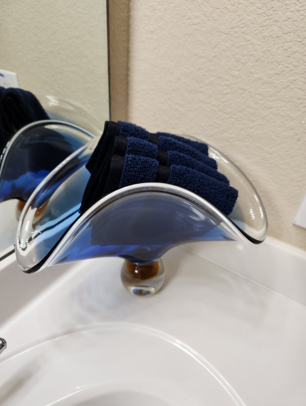 Vintage Murano Blue Sommerso Ruffle Bowl